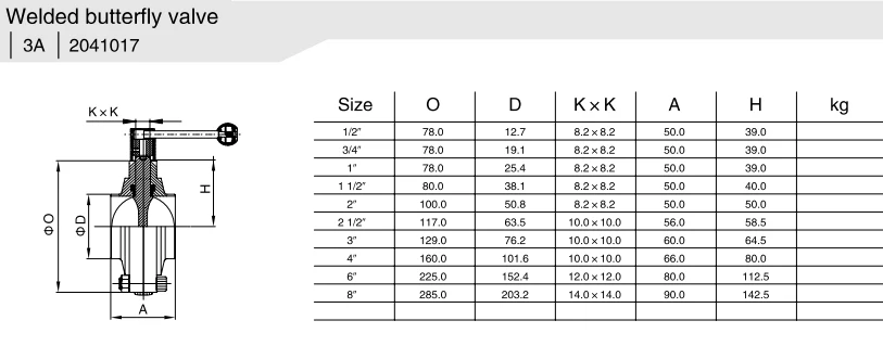 Sanitary Weld Butterfly Valve