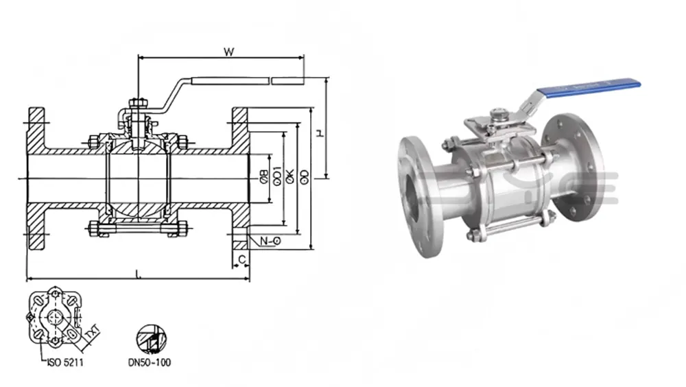 3PC Flanged Ball Valve